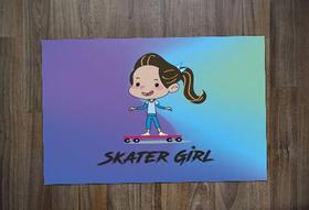 Jogo Americano 2 unidades Retangular Neoprene Skate Skater Girl - Criative Gifts