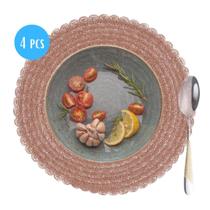 Jogo Americano 4 Lugares Redondo Sousplat Mesa Posta 38Cm