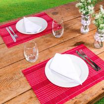 Jogo Americano 4 Peças Bambu Vermelho 30X44Cm Jolitex