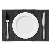 Jogo Americano 4 Peças Nylon Bambu Marrom Escuro 30x45 cm Decoração Mesa De Jantar