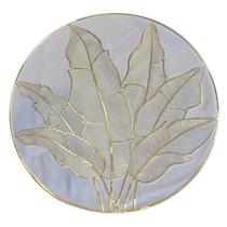 Jogo Americano 4un Folhas Branco Dourado 38Cm Mesa Posta