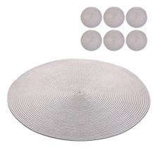 Jogo Americano 6 Lugar Redondo Sousplat 38cm Lyor Cor Cinza