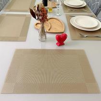 Jogo Americano 6 Peças Pvc Dourado Tramado Jantar Almoço Dourado Golden