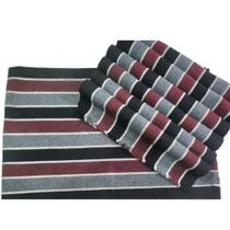 Jogo Americano 7 Lugares Listras nas cores Preto e Bordô