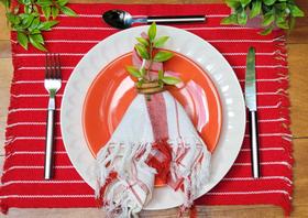 Jogo americano 7 peças BOHO LT VERMELHO