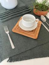 Jogo Americano 7 Peças De Tear. 6 Bandeijas E Verde-Musgo