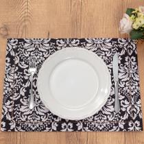 Jogo Americano Argivai Glamour Preto Flor de Lótus 35cm x 50cm 2 Peças