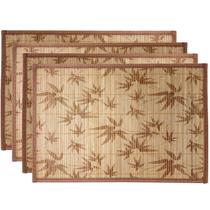 Jogo Americano Bambu Cru Floral 4 Lugares 45x30cm Mesa - Mimo Style