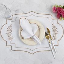 Jogo Americano Bordado em Linha de Seda 12 Peças Rubi - 100% Poliéster Jogo Americano Bordado em Linha de Seda 12 Peças Rubi - 100% Poliéster