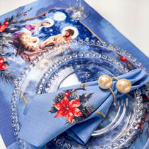 Jogo Americano Coleção Natal Sagrado O Nascimento e a Magia da Noite Azul