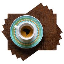 Jogo Americano com 4 peças - Café - Coffee - Mapa Mundi - 1740Jo