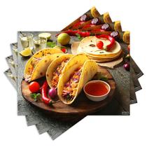 Jogo Americano com 4 peças - Comida Mexicana - 1527Jo Jogo Americano com 4 peças - Comida Mexicana - 1527Jo