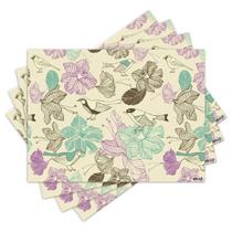 Jogo Americano com 4 peças - Flores e Pássaros - 1783Jo