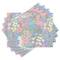 Jogo Americano com 4 peças - Folhas - Flores - Floral - 1472Jo