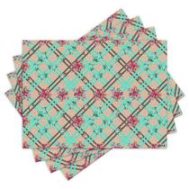 Jogo Americano com 4 peças - Geométrico - Flores - Floral - 1773Jo