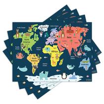 Jogo Americano com 4 peças - Mapa Mundi - Infantil - 2060Jo