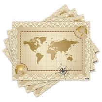 Jogo Americano com 4 peças - Mapa Mundi - Mundo - 1344Jo