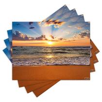 Jogo Americano com 4 peças - Pôr do Sol - Praia - Mar - 1611Jo