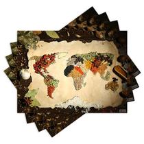 Jogo Americano com 4 peças - Temperos - Mapa Mundi - 1515Jo