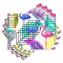 Jogo Americano com 4 peças - Tropical - Flamingos - 1833Jo