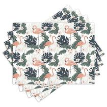 Jogo Americano com 4 peças - Tropical - Flamingos e Folhas - 1928Jo