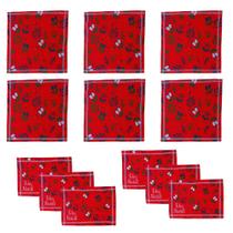 Jogo Americano com Guardanapos Natalino Estampa Folhas 12 peças.