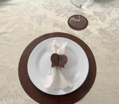 Jogo Americano Couro Legitimo 6 Lugares Marrom Kit 18 peças