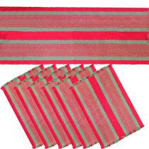 Jogo Americano De Algodão Mesa De Jantar Vermelho 7 Peças Jogo Americano De Algodão Mesa De Jantar Vermelho 7 Peças