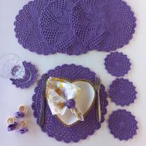 Jogo Americano de crochê redondo Modelo margarida Jogo Americano de crochê redondo Modelo margarida