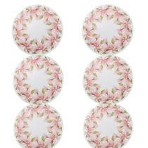 Jogo americano de flores 38cm plástico lyor branco e rosa