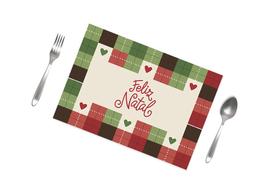 Jogo Americano De Mesa Natalino Feliz Natal Xadrez 47x30cm Jogo Americano De Mesa Natalino Feliz Natal Xadrez 47x30cm