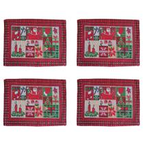 Jogo Americano de Natal 4 Peças Personagens Natalinos Tecido Gobelin 46x33cm Jogo Americano de Natal 4 Peças Personagens Natalinos Tecido Gobelin 46x33cm