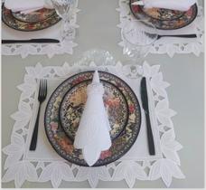 Jogo Americano de Tecido Quadrado Branco com Renda Jogo Americano de Tecido Quadrado Branco com Renda