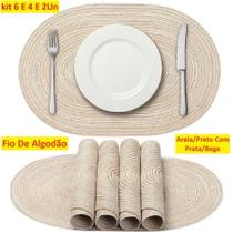 Jogo Americano Fio De Algodão Oval Para Mesa De Jantar Utilidade Descanso Para Pratos Cozinha Jogo Americano Fio De Algodão Oval Para Mesa De Jantar Utilidade Descanso Para Pratos Cozinha
