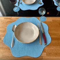 Jogo Americano Magnólia Sisal Azul Claro 12un+12 Porta Copos