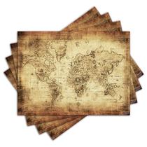 Jogo Americano - Mapa Mundi Vintage com 4 peças - 343Jo