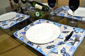 Jogo Americano Matelado com 6 Peças - Borboletas Azul