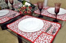 Jogo Americano Matelado com 6 Peças - Pimentas