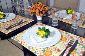 Jogo Americano Matelado Dupla Face 6 Peças - Abóboras