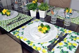 Jogo Americano Matelado Dupla Face 6 Peças - Limão Siciliano