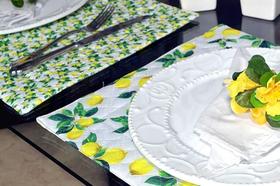 Jogo Americano Matelado Dupla Face 6 Peças - Limão Siciliano