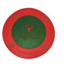 Jogo Americano Natal Redondo Rena Vermelho com Verde 2 Pçs