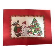 Jogo Americano Natalino em Tecido 03 peças Mesa Elegante Jogo Americano Natalino em Tecido 03 peças Mesa Elegante