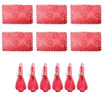 Jogo Americano Natalino + Guardanapos Vermelho Tecido Adamascado 12 Peças Jogo Americano Natalino + Guardanapos Vermelho Tecido Adamascado 12 Peças