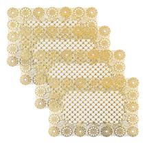 Jogo Americano Ouro Dourado Retangular 30x45cm 4 Lugares Jogo Americano Ouro Dourado Retangular 30x45cm 4 Lugares