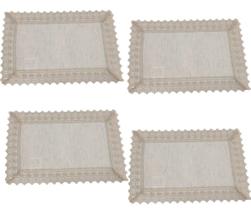 Jogo americano para 4 pessoas com renda na cor linho