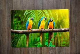 Jogo Americano Personalizado de Neoprene Coleção Pet Use na Mesa Jantar, Varanda e Computador Arara Azul Floresta