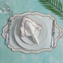 Jogo Americano Poá Bordado Dourado 12 Peças