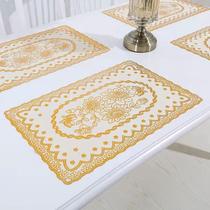 Jogo Americano PVC 4unidades Forma Oval Cor:Dourado - Retangular