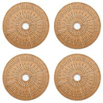 Jogo Americano Redondo 38cm 04 Lugares Sousplat Natural Trançado Ásia Mesa Posta Rústico Cozinha